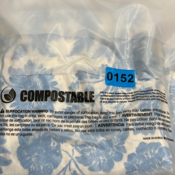 Bella Umbra 100%‎ Linen Floral Top – White & Light Blue | Size M - Picture 9 of 9